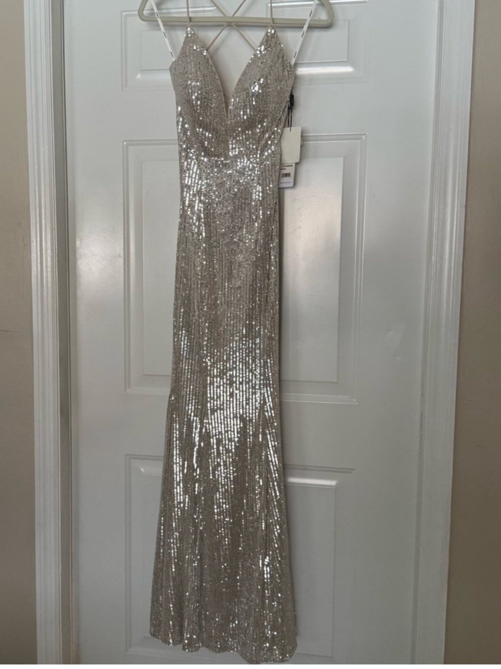 Jadore silver sequin gown